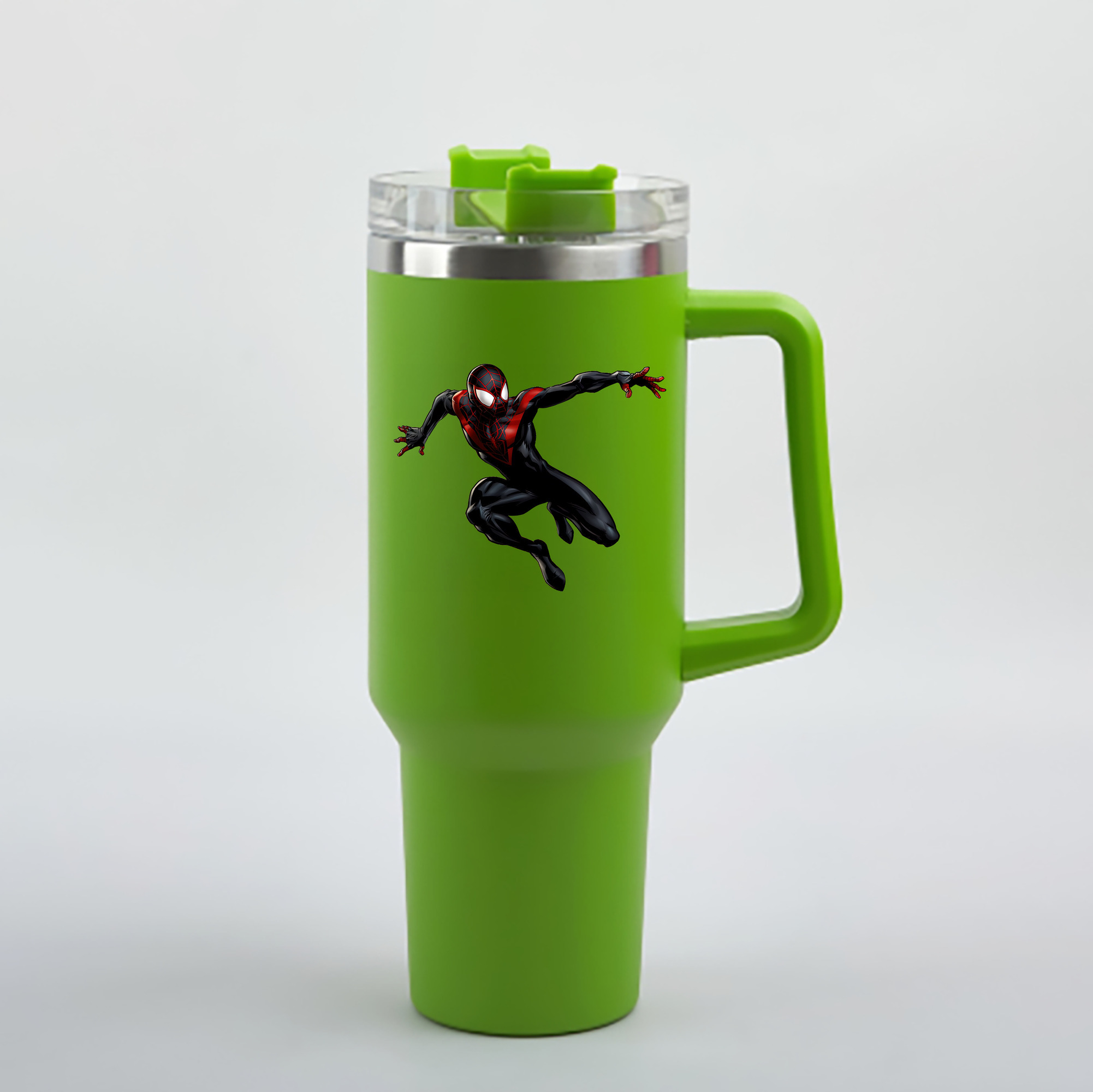 （画像用） Spider Man スパイダーマン 1200mL車用タンブラー - クリスタルステッカー（プラスチックストロー付き）
